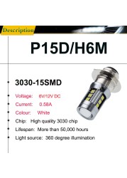 2pcs H6M P15D-25-1 PX15D T19 Led Headlight Bulb Double Beam Motorcycle Headlamp Scooter Speed ​​Bike 6V 12V 1000Lm 6000K