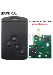 QCONTROL 4 Buttons Car Remote Key Suit For Renault Megane 433MHz PCF7941 Keyless Go Chip