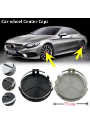 20pcs 75mm Glossy Black Silver Wheel Center Cap Cover Hub Emblem Badge Emblem For Mercedes Benz G M R S Car Styling Accessories