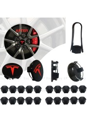 Tesla Model 3S X Wheel Center Caps Hub Caps Screw Cap Kit Decorative Tire Cap Modification Accessories Tesla Car Emblem Badge