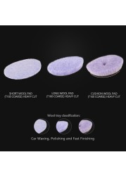 (Wholesale 2pcs and 5pcs) SPTA 3"/5"/6" Purple Lambs Wool Pad High Density Wool Polish Buffing Pad for Car Polishing