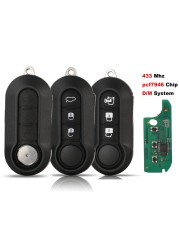 jingyuqin - remote control key with 3 buttons, FSK PCF7946/PCF7946AT system, 433MHz, for Fiat 500 grand Punto 2010-2017