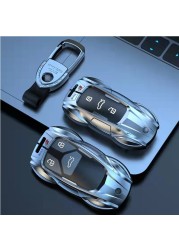 Zinc Alloy Car Key Cover With Boutique Metal Leather Keychain For Audi A6 A4 A3 Q2 Q3 Q5 Q7 A7 A8 Car Key Shell Protector