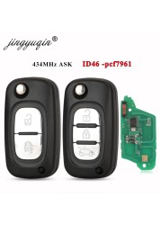 jingyuqin Flip Remote Key Fob 2/3 Buttons 433MHz ASK ID46 PCF7961 For Mercedes-Benz Citan 2012 - 2019 Smart W364