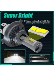 LED H4 HS1 Motorcycle Car Headlight Bulb CSP Chips DC 12V 6500K 10000LM Super Bright High Low Beam Fanless EMC Plug and Play