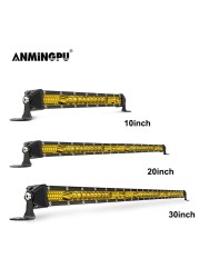 ANMINGPU 12V 24V Offroad LED Light Bar 3000K Yellow Spot Flood LED Work Light For Truck Boat 4x4 Atv Lada Niva Car LED Fog Light