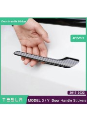 Tesla Model 3 Model Y Car Door Handle Wrap Decoration Stickers 4pcs Set ABS Plastic Modified Handle Cover Protector Kit