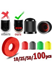 10/25/50/100pcs Black Tire Valve Caps, With Rubber O-Ring, Universal Stem Caps For Cars Bike, Bike, Truck, Motorcycle