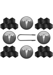 Decorative Wheel Center Hub Caps for Tesla Model 3/S/X Set of Tesla Logo Wheel Caps Center Hub Nut Lug Nut Cover for Tesla