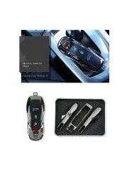 3pcs Black Jet Fob Remote Key Case Key Cover Modified Key Shell Replacement Refit Porsche Boxster Cayman 911 Panamera Cayenne Macan