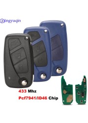 jingyuqin Remote ASK 433Mhz Pcf7941 With ID46 Chip For Fiat Punto Ducato Stilo Panda 2/3 Buttons Key Control