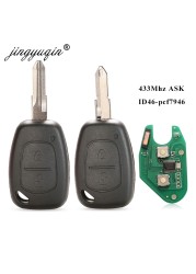 jingyuqin 2 Button Car Remote Key 433mhz ID46 Transmister Chip For Renault Traffic Master Vivaro Movano Kangoo Ne73 VAC102 Blade