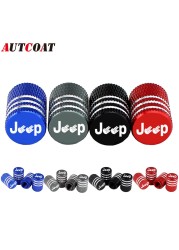 AUTCOAT 4pcs/set Jeep Logo Tire Stem Valve Caps Aluminum Car Dust Caps Tire Wheel Stem Air Valve Caps