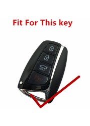 Flybest - Smart Key Case, Genuine Leather, 4 Buttons, Keyless Entry, for Hyundai Santa Fe/Equios/Azera/Genesis L110