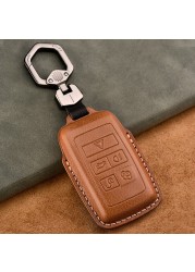 Luxury Genuine Leather Car Key Case For Jaguar Land Rover Evoque Sport Accessories Keychains Bag Holder Keyring Fob Shell