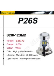 1pc P26S LED Headlight Bulb Motorcycle Headlamp Scooter Motorbike Bike ATV Head Light Bulb 6V 12V 24V White Lemon Yellow