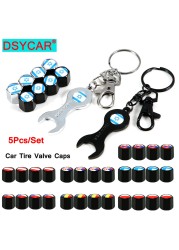 DSYCAR 5pcs/set National Flag Pattern Anti-theft Car Tire Wheel Valve Caps With Wrench Keychain Alloy Car Tire Valve Caps