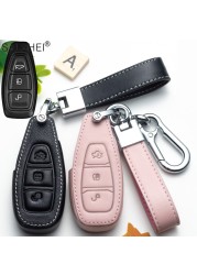 Leather Car Key Case Car Key Cover Ford Fiesta Focus 3 4 ST Mondeo Ecosport Kuga Ranger C-Max S-Max