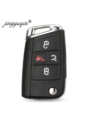 Jinyuqin Flip Folding Car Key Shell For Vw Seat Ibiza Skoda Superb Golf Mk7 Passat B8 Tiguan allspace Remote Key Case 4 Buttons