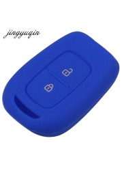 jingyuqin 50pcs 2 Buttons Silicone Key Case For Renault Scenic Master Megane Duster Logan Clio Captur Laguna Fluence Remote Fob
