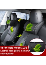 For Tesla Model 3S X 2022 Car Seat Headrest Neck Seat Cushion PU Leather Head Support Headrest Head Cushion For Tesla Model 3