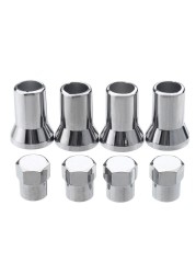 Auto 4pcs/set TR413 Chrome Car Truck Tire Wheel Tire Valve Stem Hex Caps Case w/ Sleeve Cover Left Right Front Rear