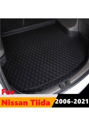 Sengayer Car Trunk Mat All Weather Auto Tail Boot Luggage Pad Carpet High Side Cargo Liner Fit For Nissan Tiida 2006 2007-2021