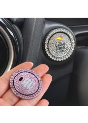 Car One-Click Start Button Car Engine Interior Ignition Start Stop Button Protective Cover Crystal Decoration Car Accessories