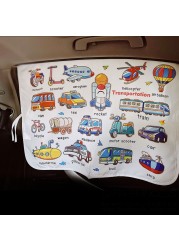 Cartoon Car Side Window Solarium Kids Early Learning Animal and Fruit Pattern Child Cognitive Windshield Sunshade Window Cover