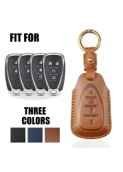 Luxury Leather Car Key Case Cover Fob Protector Keychain Holder For Chevy Chevrolet 2021 JM Trax Crvalier Cruze Malibu Keyring