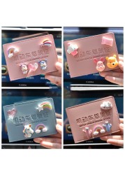 Cute Short Ultra-thin Leather Wallet Zero Small Hand Wallet Lady Credit Card Holder Driver's License Cover Business Card Holder