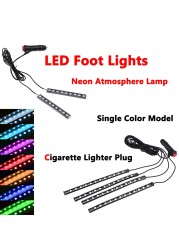 Car LED Foot Lights Neon Atmosphere Lamp Automobile Interior Ambient Lighting Decoration Accessories Cigarette Lighter Plug