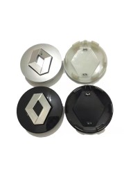 4pcs/lot 57mm 60mm Black Silver Koleos Car Wheel Center Cap Cover Hub Emblem Badge for Renault Car Styling Parts