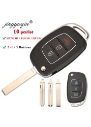 jingyuqin 10pcs Remote Car Key Flip Shell For Hyundai Santa Fe Creta Elantra Verna Solaris IX25 IX35 IX45 HB20 Horizontal Blade