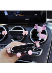 Cute Universal Car Phone Holder Air Conditioning Air Outlet Decoration Air Freshener Car Perfume Ladies Auto Interior Accessories