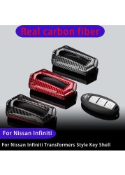 Carbon Fiber Nissan Key Shell Trail Qashqai Teana Sunny Q50 QX50 QX60 QX80 Infiniti Modification Transformers Style Key Case