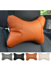 1PC Universal Car Neck Pillows PU Leather Breathable Mesh Auto Auto Neck Pillow Headrest Seat Cushion Auto Interior Accessories