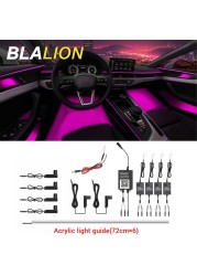 12V Acrylic Interior Atmosphere Light RGB Car Optical Strip APP Voice Control Independent Connection Module Decor Ambient Lamp