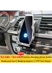 For BMW X3 G01 X4 G02 2018-2021 Car Phone Holder Air Vent Wireless Charger 360 Rotating Navigation Bracket Support GPS