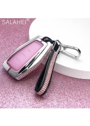 Zinc Alloy + Car Key Case Cover Shell Inlaid Rhinestone For Geely 2019-2020 Atlas GS X7 EX7 GT GC2 Fob Key Bag Accessories