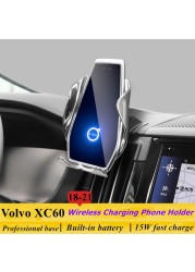 ل فولفو XC60 2018-2021 حامل هاتف السيارة تنفيس الهواء شاحن لاسلكي 360 الملاحة قوس دعم نظام تحديد المواقع