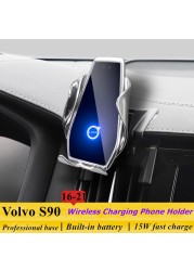 For Volvo S90 2016-2021 Car Phone Holder Air Vent Wireless Charger 360 Navigation Bracket Support GPS