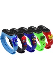 Marvel Children's Digital Watch Spiderman Iron Man Mickey Minnie LED Casual Sports Watch Silicone Kids Watch Bracelet Watch