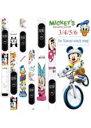 Strap For Xiaomi Mi Band 4 3 5 6 Watch Band Mickey Minnie Graffiti Silicone Bracelet Replacement For Xiaomi Band 4 5 Wristband