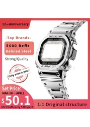 G-Refit DW5600 5610 G5600E Metal Bezel Stainless Steel Watchband 5600 Strap GW-B5600 Band WtachCase Accessories With Tools