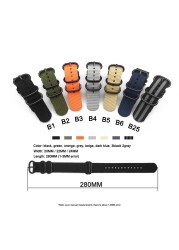 Heavy Duty Nylon Watch Straps 20mm 22mm 24mm NATO Strap Watch Strap Buckle 280mm NATO Watch Strap