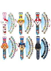 Cartoon Paw Patrol Projection Digital Watch Kids Time Intelligence Develop Learning Anime Figure Patrola Canina Children's Toy Gift