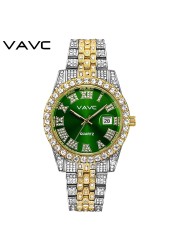 VAVC Men's Watches 2022 Luxury Full Bling Iced-out Diamond Crystal Quartz Wrist Watch New Fashion Original Design Diamond Watches