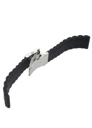 Black silicone rubber watch strap band deployment buckle waterproof 20mm 22mm