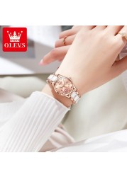 OLEVS Luxury Quartz Women's Watch Japan Elegant Movement Waterproof Women's Ceramic Watch Women's Wristwatch Gift for Female